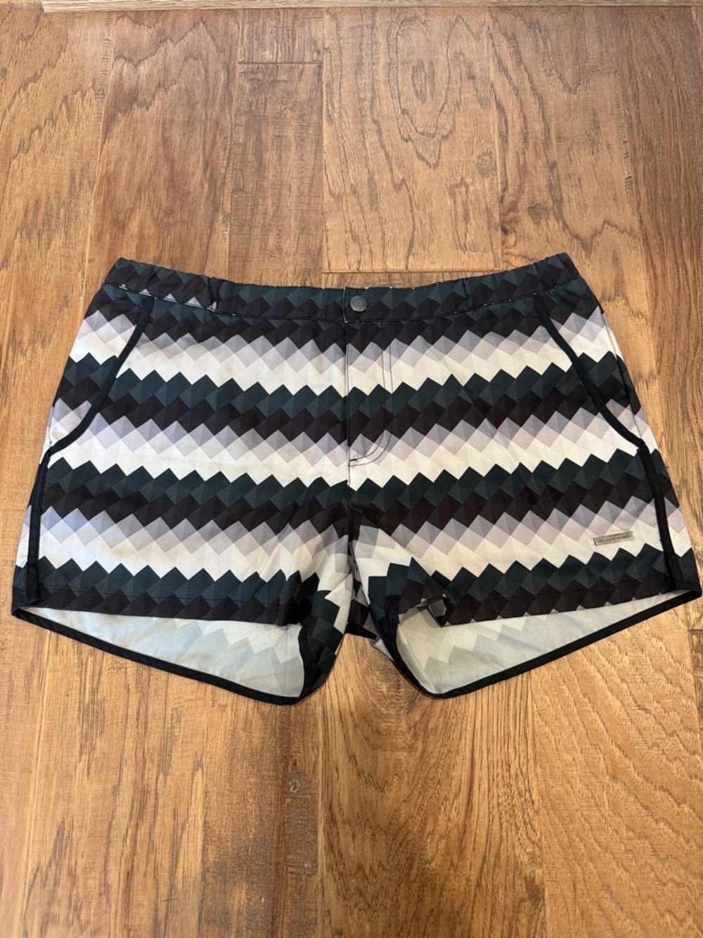 Parke & Ronen Men's Geometric Swim Trunks in Black, White & Gray
